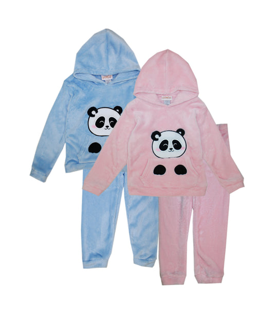 GIRLS PINK Panda Bear Applique Hoodie Woobie Jog Set-8647627