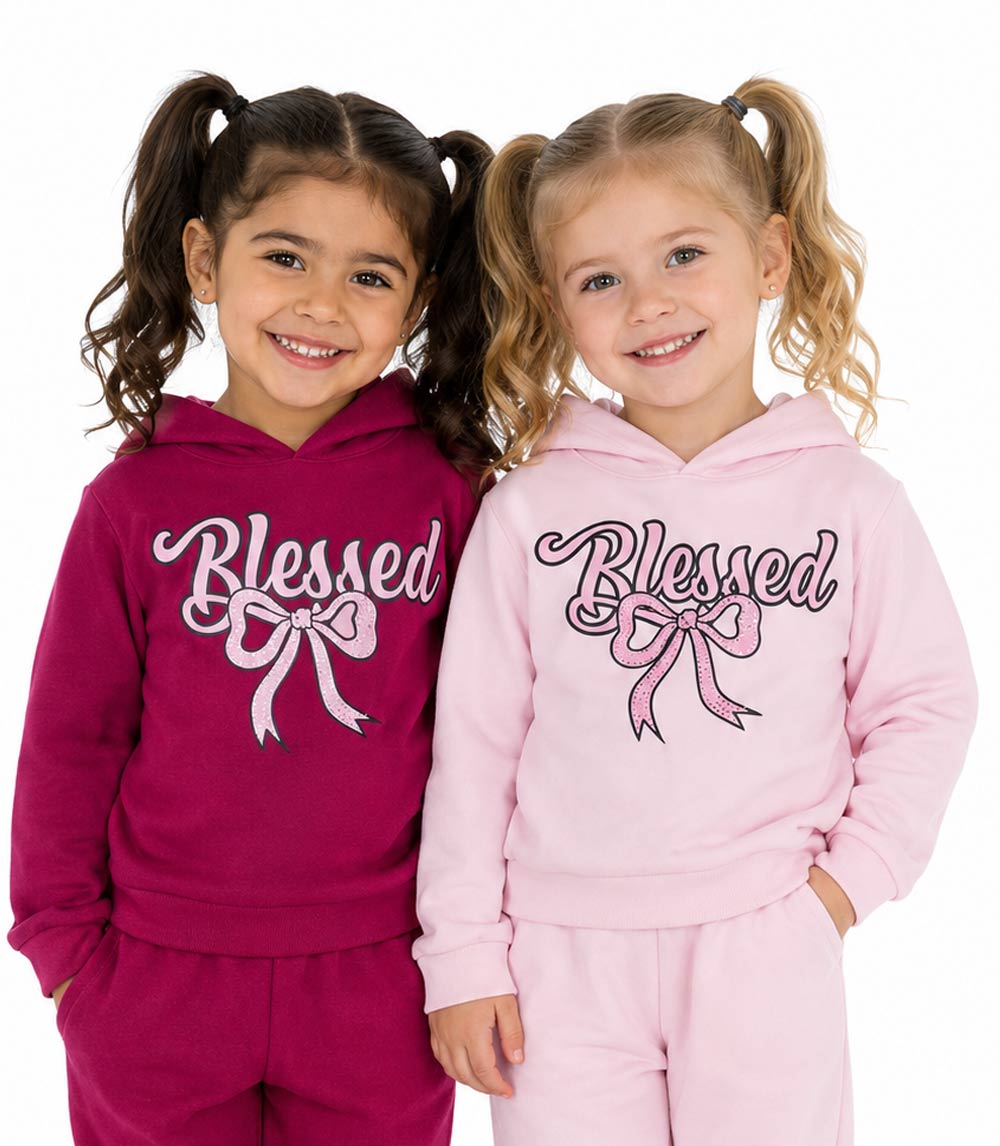 Conjunto deportivo con capucha y estampado de perro rosa para niña - 8618102