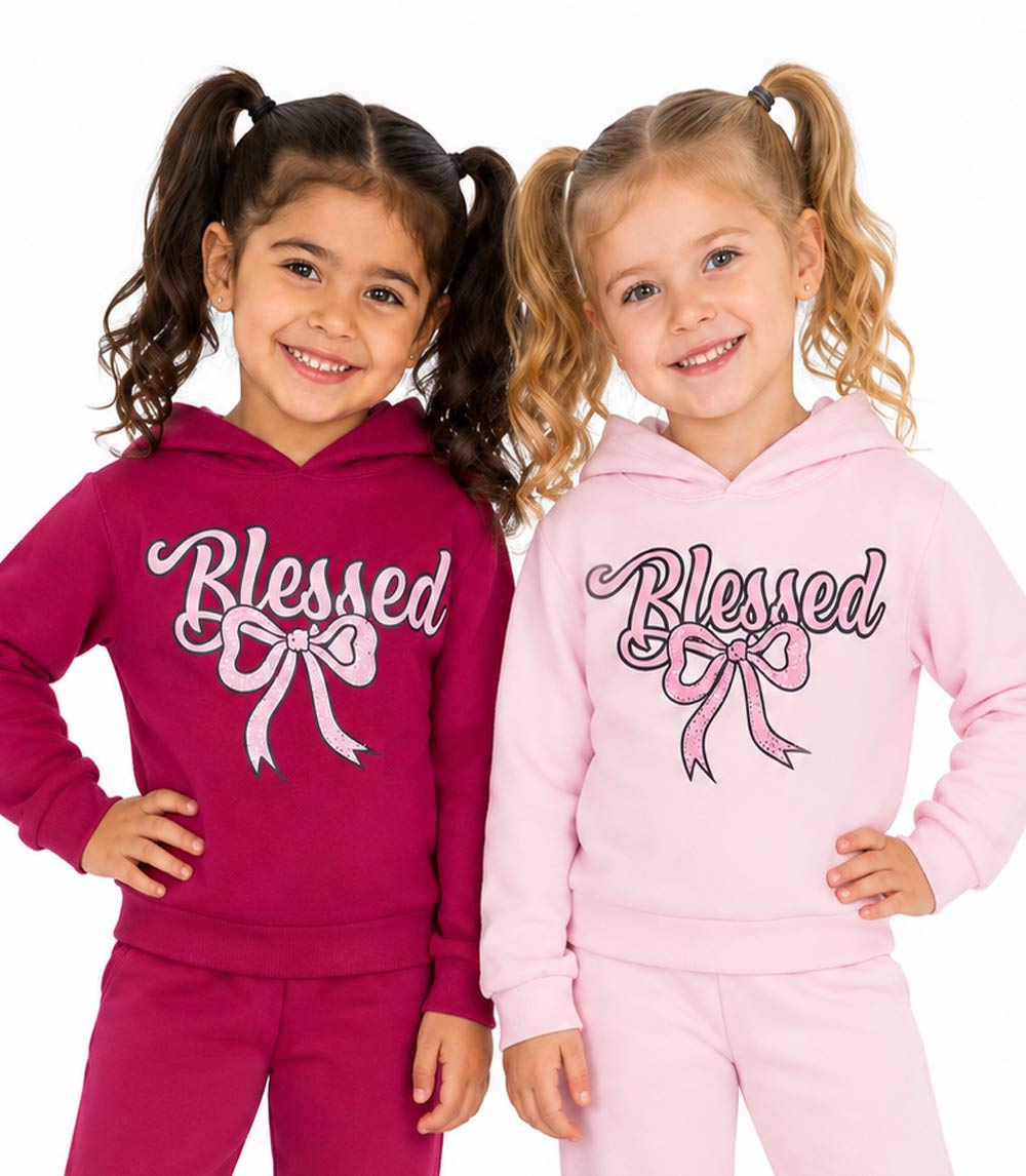 Conjunto deportivo con capucha y estampado de perro rosa para niña - 8618102