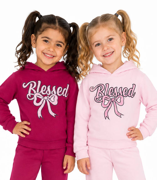 Conjunto deportivo con capucha y estampado de perro rosa para niña - 8618102