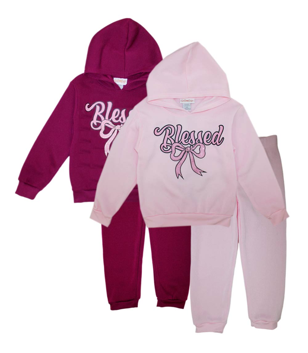 Conjunto deportivo con capucha y estampado de perro rosa para niña - 8618102