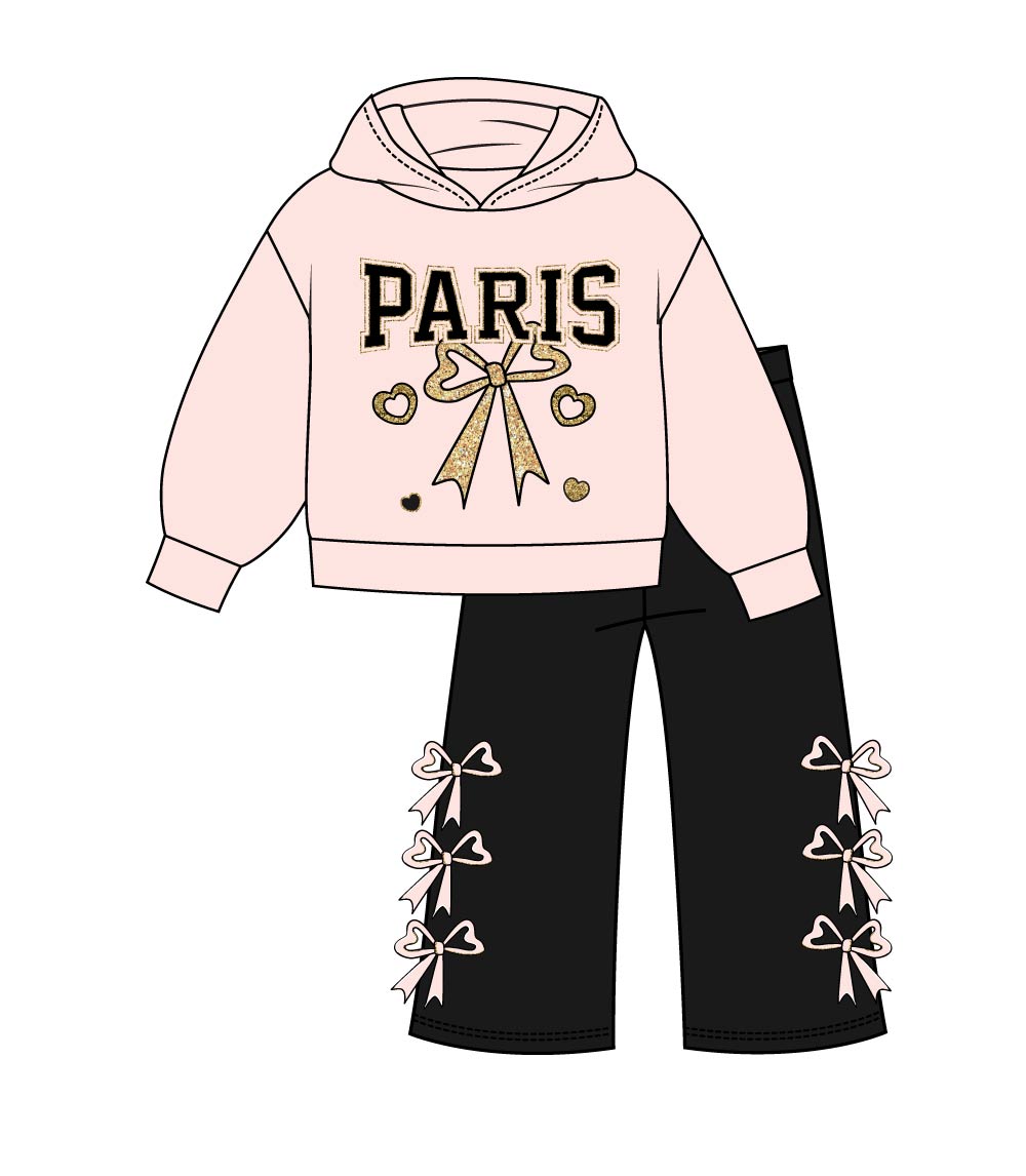 Conjunto deportivo con capucha y estampado de perro rosa para niña - 8618102