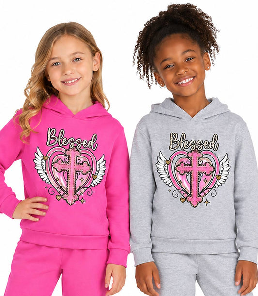 Conjunto deportivo con capucha y estampado de perro rosa para niña - 8618102