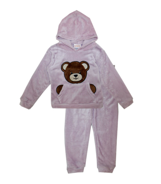 GIRLS PINK Teddy Bear Applique Hoodie Woobie Jog Set-8694727