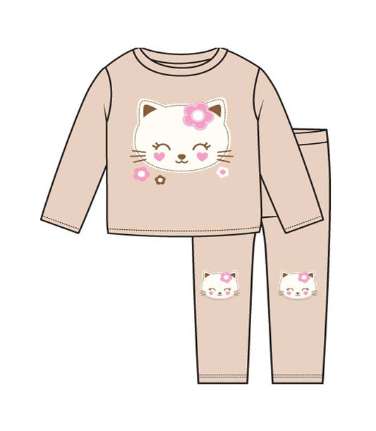 GIRLS PINK Cat Applique Crew Neck Jog Set W Kneehits-8704802