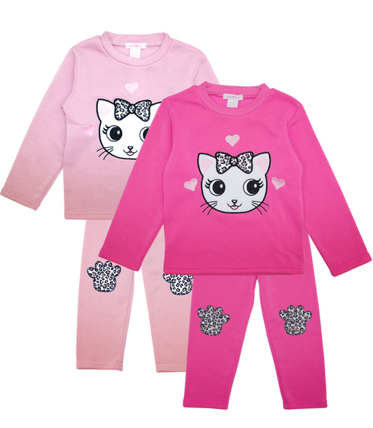 GIRLS PINK Cat Applique Crew Neck Jog Set W Kneehits-8705702