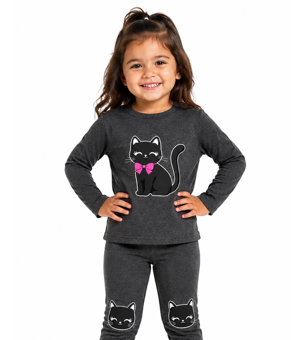 GIRLS PINK Cat Applique on Chest and Knee Hits Jogset - 8717502