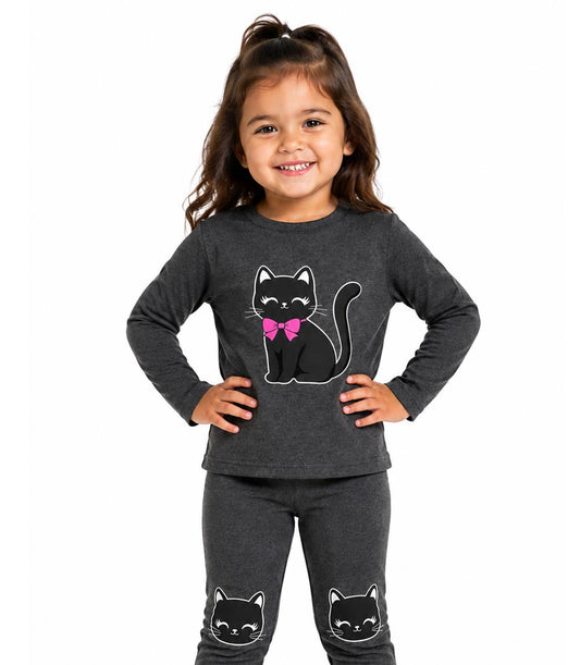 Conjunto deportivo rosa para niña con cuello redondo y apliques de unicornio y rodillas - 8711002