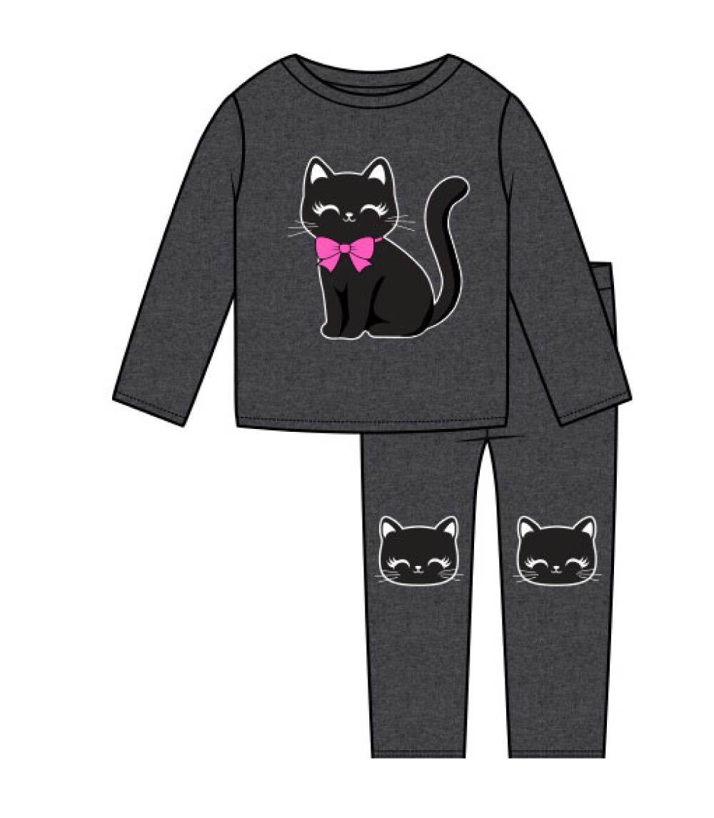 Conjunto deportivo rosa para niña con cuello redondo y apliques de unicornio y rodillas - 8711002