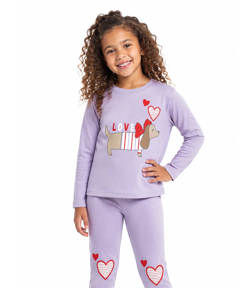 GIRLS PINK Dog Applique on Chest and Knee Hits Jogset - 8720204