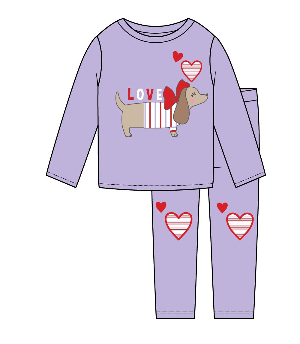 GIRLS PINK Dog Applique on Chest and Knee Hits Jogset - 8720204