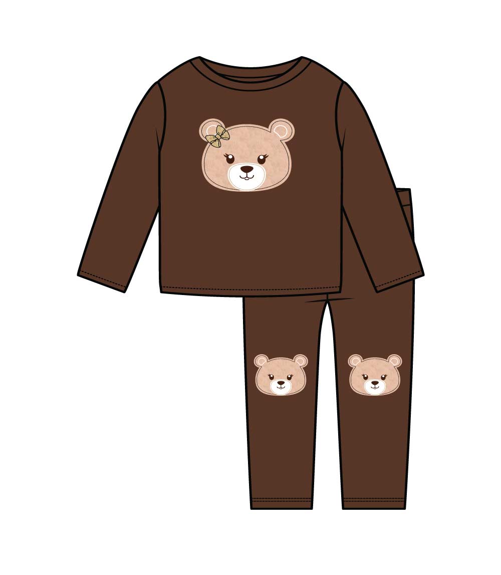 GIRLS PINK Teddy Bear Applique Crew Neck Jog Set W Kneehits-8720927