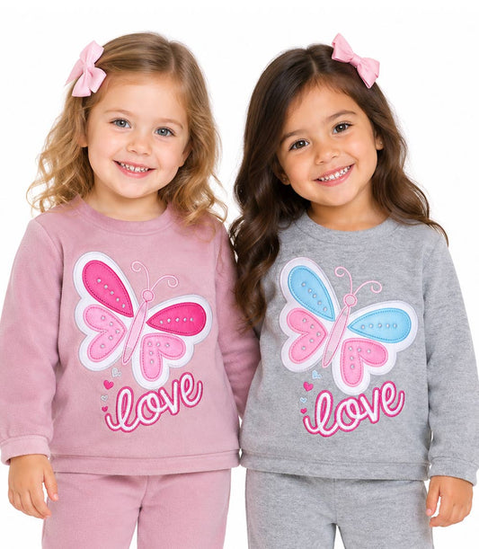 GIRLS PINK Butterfly Love Applique Crew Neck Jogset - 8721501