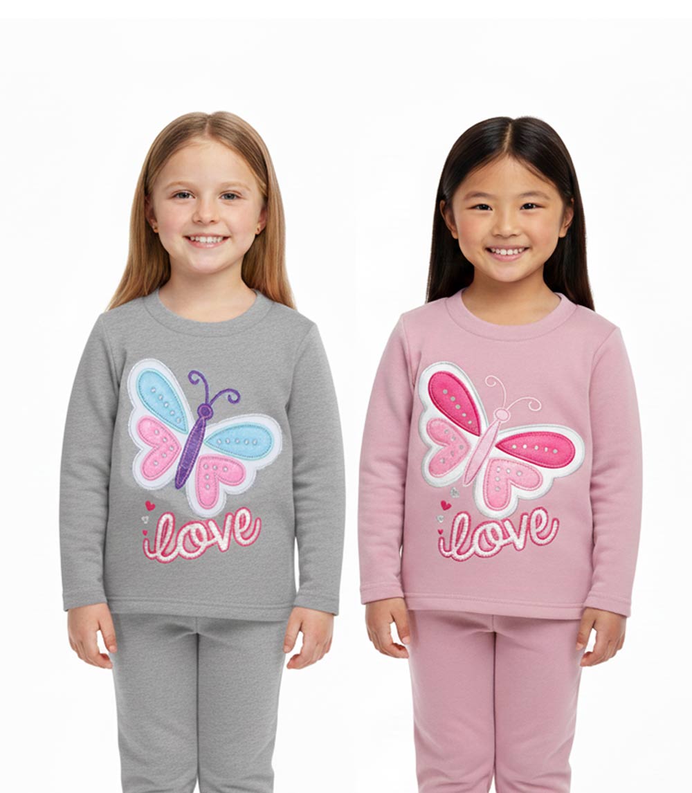 GIRLS PINK Butterfly Love Applique Crew Neck Jogset - 8721502