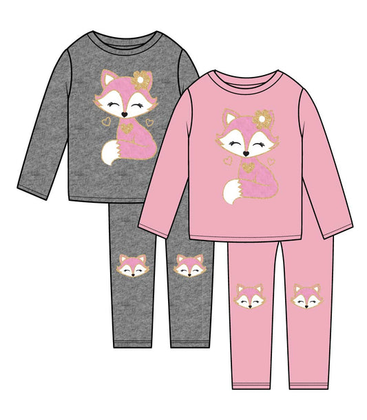 GIRLS PINK Fox Applique Crew Neck Jog Set W Kneehits-8734102