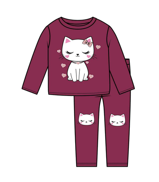 Conjunto deportivo rosa para niña con cuello redondo y apliques de osito de peluche (hasta la rodilla) - 8720927