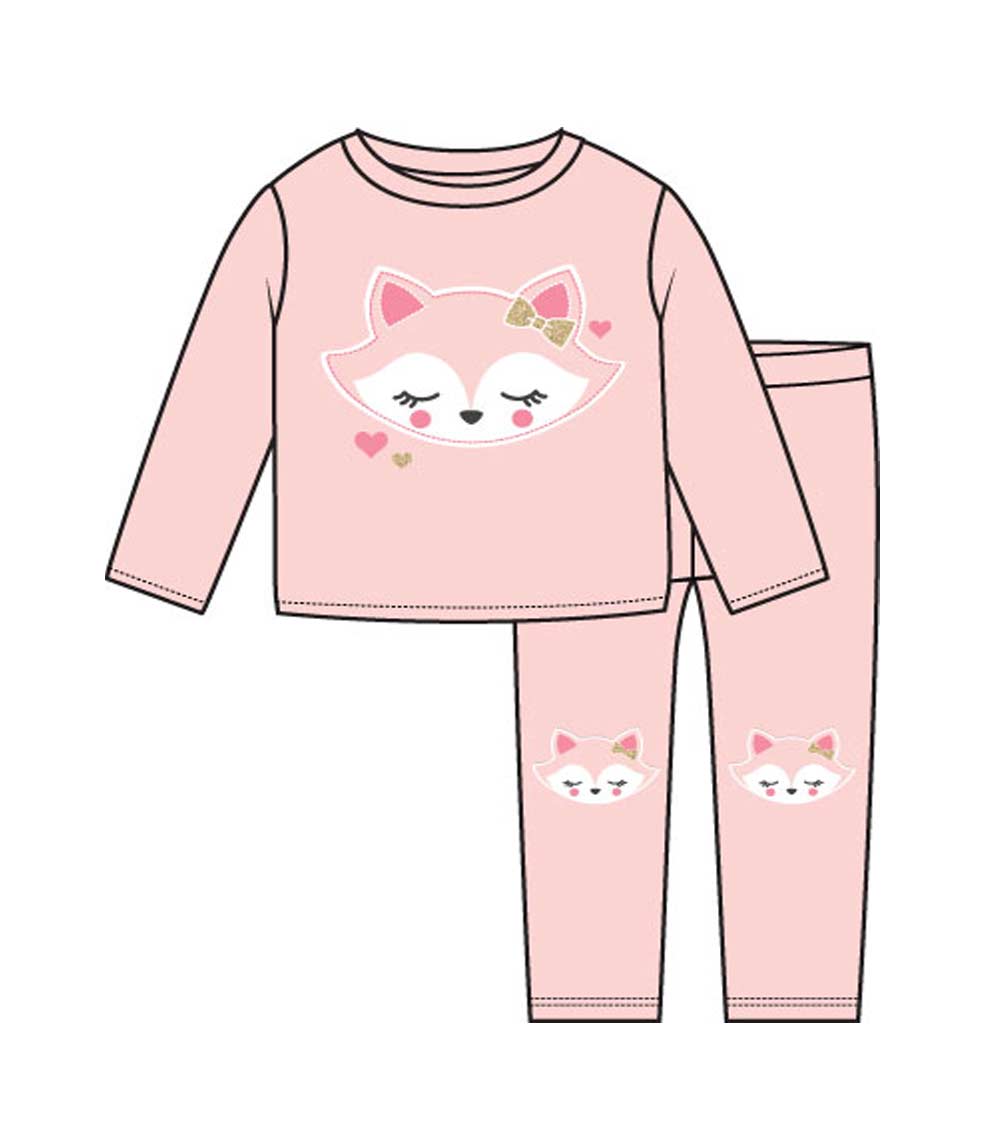 GIRLS PINK Fox Applique Crew Neck Jog Set W Kneehits-8737502