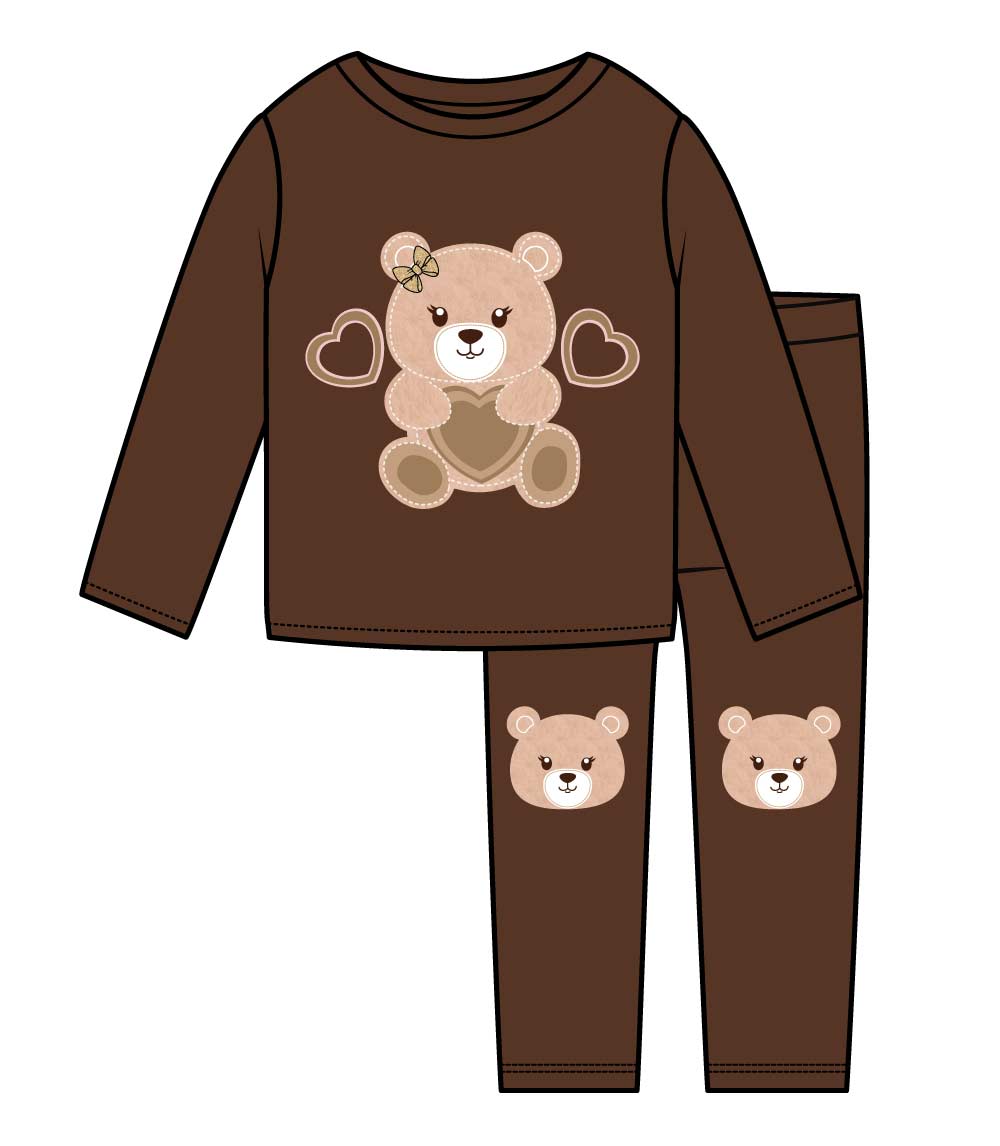 GIRLS PINK Teddy Bear Applique Crew Neck W Kneehits Woobie Set-8743727