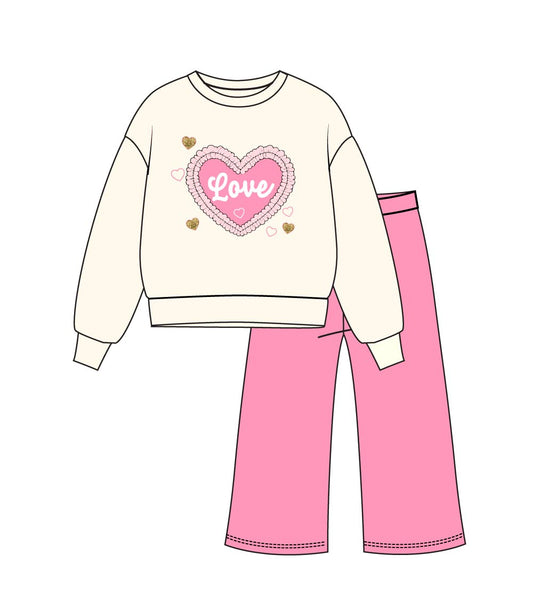 Conjunto deportivo con capucha y estampado de perro rosa para niña - 8618102