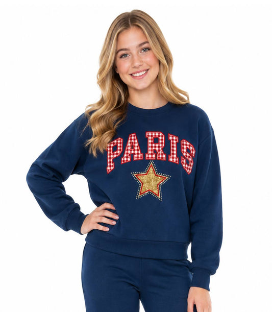 Girls Pink 7-12 Fleece Crew Neck Top Applique Flared Pant set– 8763827