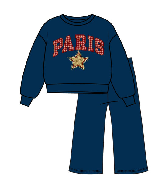 Girls Pink 7-12 Fleece Crew Neck Top Applique Flared Pant set– 8763827