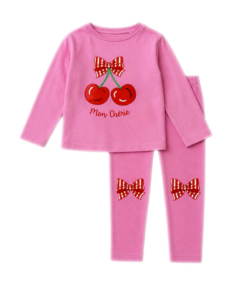 Conjunto deportivo rosa para niña con cuello redondo y apliques de unicornio y rodillas - 8711002