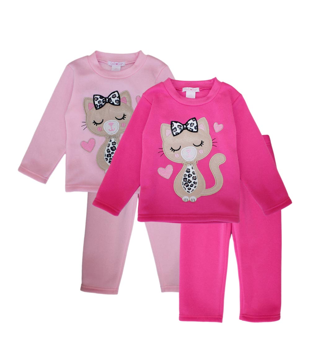 Conjunto deportivo rosa para niña con cuello redondo y apliques de unicornio y rodillas - 8711002