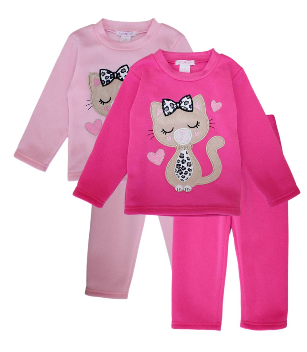 GIRLS PINK Kitty Cat Applique Crew Neck Jogset - 8772702