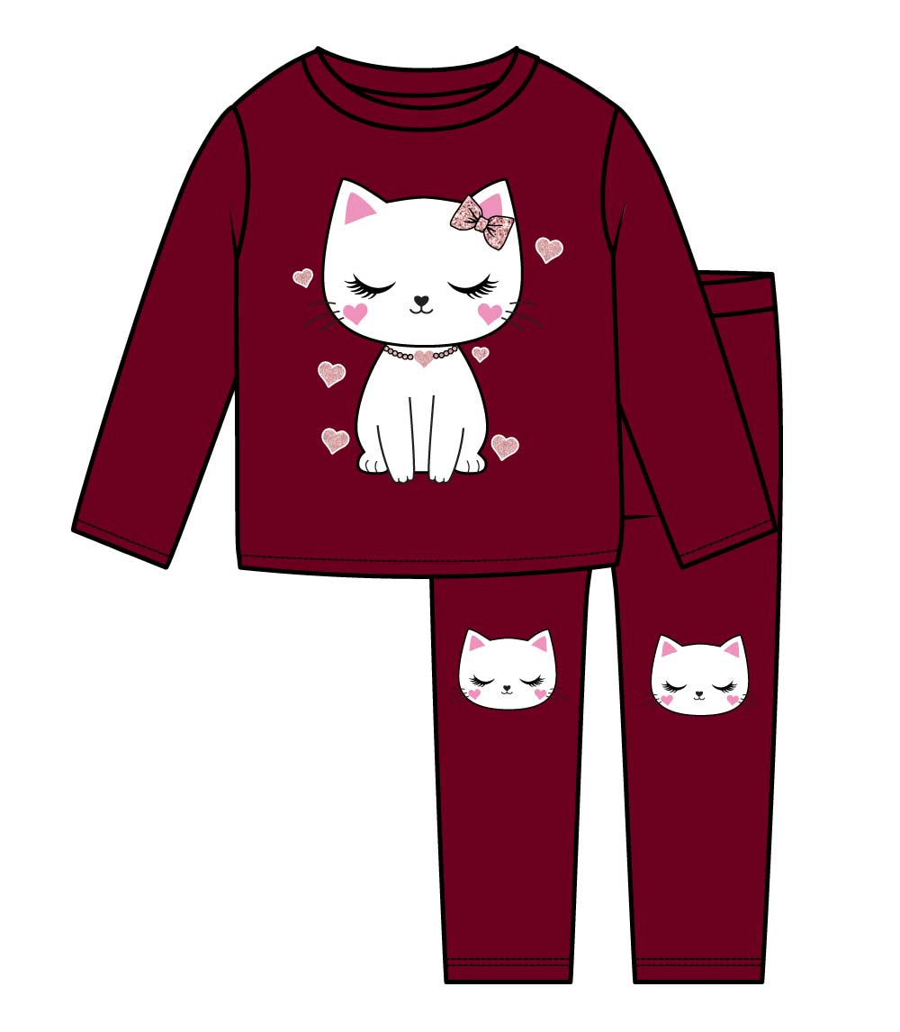 GIRLS PINK Cat Applique Crew Neck Woobie Set W Kneehits-8779104