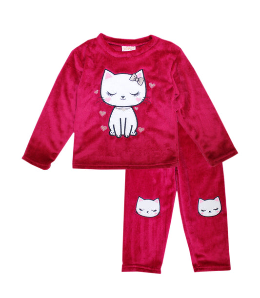 GIRLS PINK Cat Applique Crew Neck Woobie Set W Kneehits-8779104