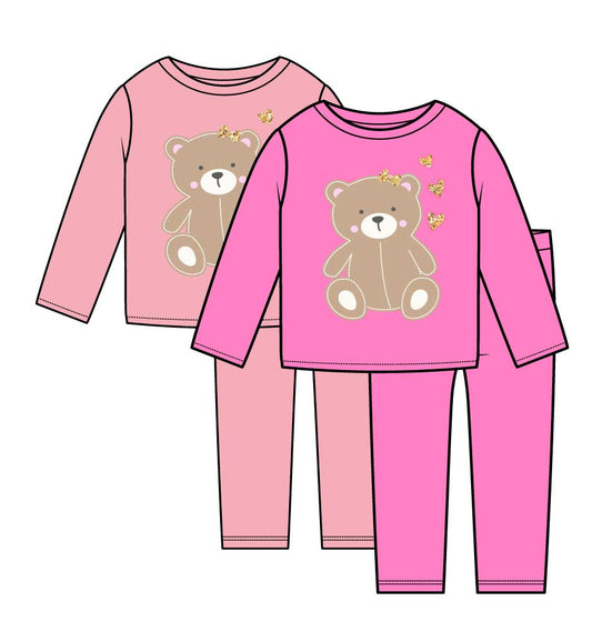 GIRLS PINK Teddy Bear Applique Crew Neck Jogset - 8781800