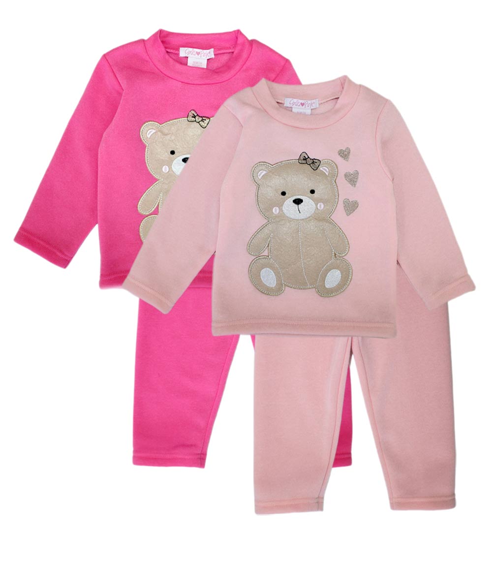 Conjunto deportivo rosa para niña con cuello redondo y apliques de unicornio y rodillas - 8711002