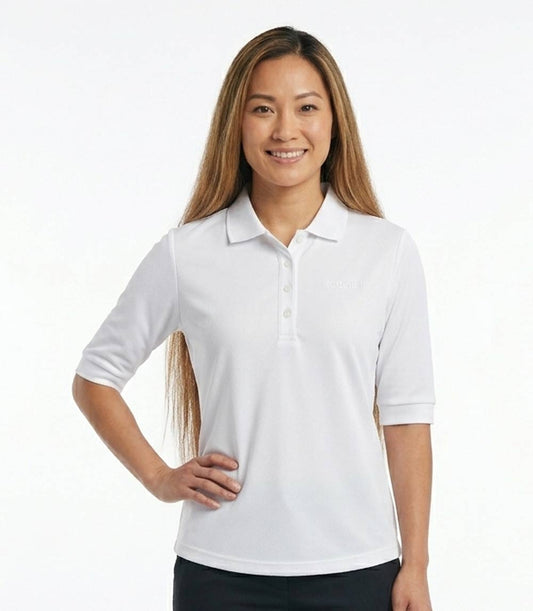 Ladies 3/4 Sleeve Performance Polo White - 9306909