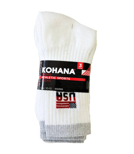 Socks - 10-13 White Grey H&T Crew Socks USA FLAG - 9352908